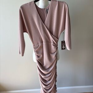 Elegant Mauve Ruched Dress Vince Camuto Women's/Misses V-Neck Dress NWTSize 0